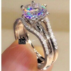 New 18k white gold plated wedding ring set